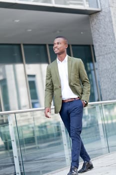 young successful african business man outdoor in summer self confident