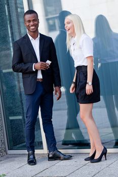 successful smiling business team diversity outdoor summer professional