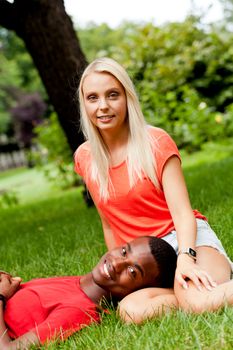 young couple in love summertime fun happiness romance outdoor colorful