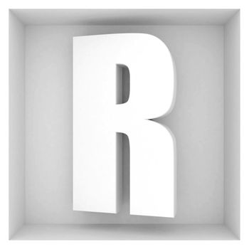 volume letter of the alphabet on a gray background