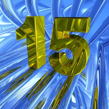 number fifteen in techno space - 3d illustration