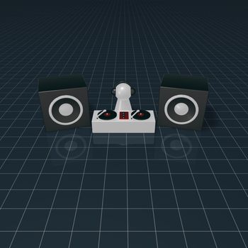 disc jockey on turntables - 3d illustration