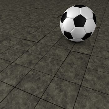 classic soccer ball on stone background - 3d illustration