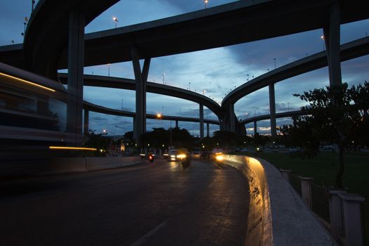 The bridge crosses the Chao Phraya River twice.