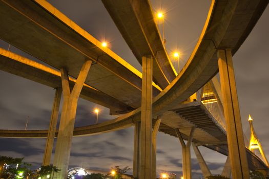 The bridge crosses the Chao Phraya River twice.