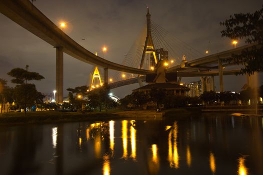 The bridge crosses the Chao Phraya River twice.