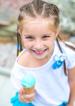 smiling little girl with ice cream