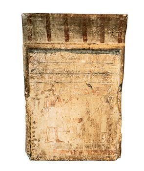 Ancient Egyptian stone with drawings and inscriptions