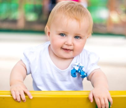 bright closeup portrait of adorable baby