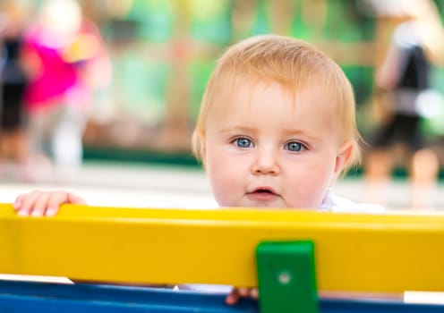 bright closeup portrait of adorable baby