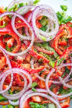 vegetable salad with onions and paprika