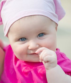 bright closeup portrait of adorable baby