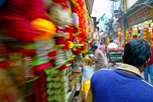 New Delhi, India, circa December 2010, An unidentified deliveryman makes rounds in the busy Old Town market in New Delhi, India circa Dec 2010