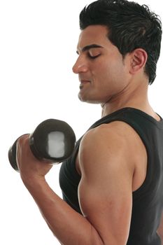 A man lifting weights or bodybuilding muscle tone. workout, power, powerful, 