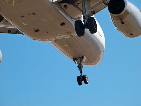 detail of landing airplane - bottom view