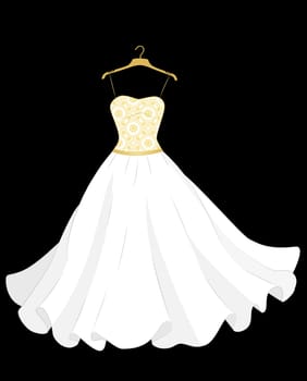 white wedding dress on the hanger