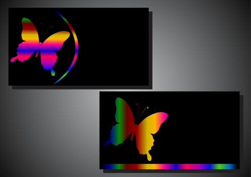 business card with a butterfly on a black background