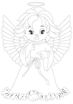 angel isolated on white background Coloring page
