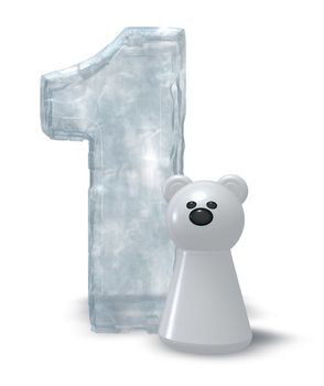frozen number one and polar bear - 3d illustration