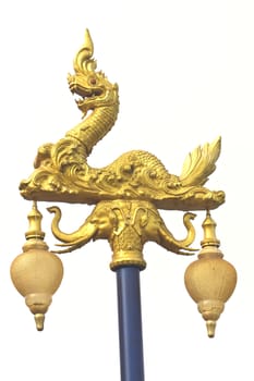 Naga Serpent Decorated Lamp Street Lamp, Traditional Thai Style