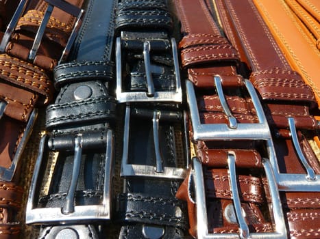Sale of belts on outdoor market