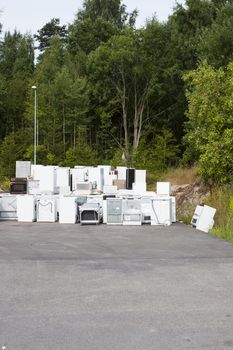 A waste disposal facility with fridges