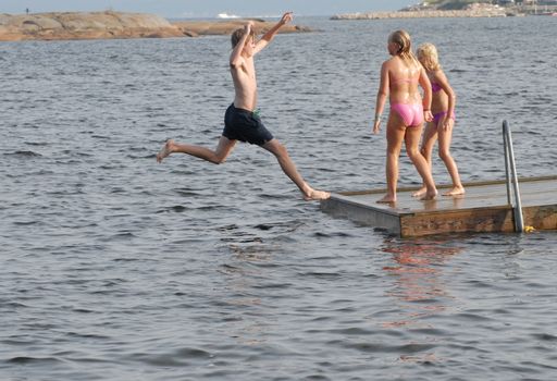 Playing on jetty. Please note: No negative use allowed