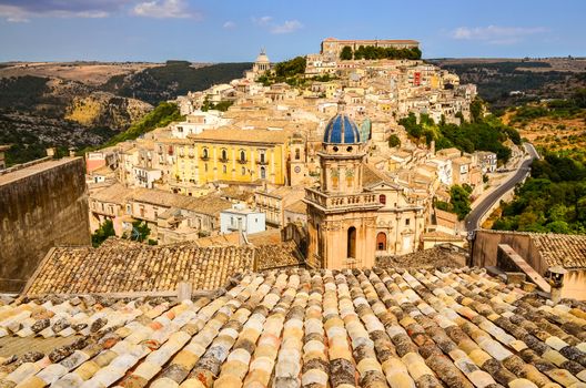 View of beautiful village Ragusa Ibla in Sicily, Italy