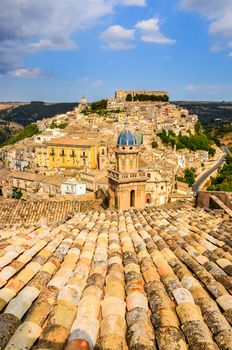 Vertical view of beautiful village Ragusa Ibla in Sicily, Italy