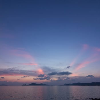 Sunset with blue sky landscape for background