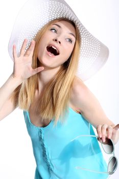 Woman In Sunhat Isolated