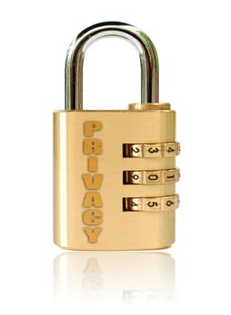 Padlock labeled with the word privacy 