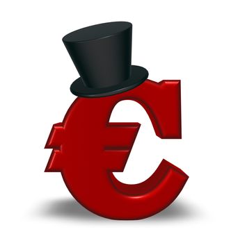 red euro symbol with topper - 3d illustration