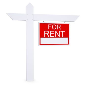 Real estate for rent sign. Isolated render on white background