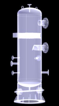 Industrial equipment. X-Ray render isolated on a black background