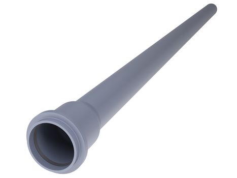 Grey PVC sewer pipe. Isolated render on white background