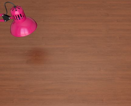 Desktop surface and pink lamp. 3d render