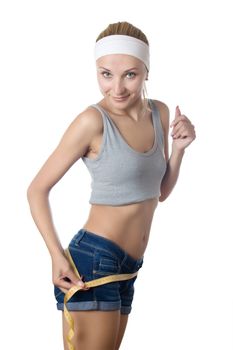 Diet healthy eating and weight loss - isolated over a white background