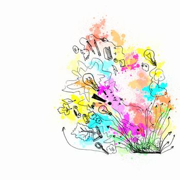 Background image with colorful splashes and drops