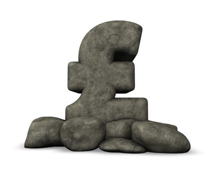 stone pound sterling symbol on white background - 3d illustration