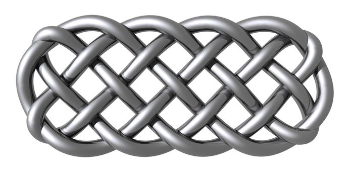 metal celtic knots on white background