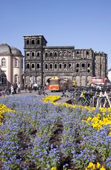 The Porta Nigra in the centre of Trier is an old City gate