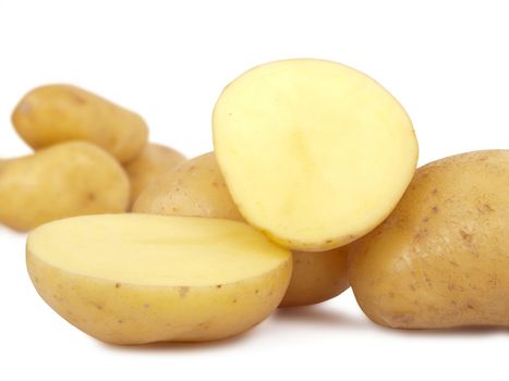 fresh potatoes isolated on white background