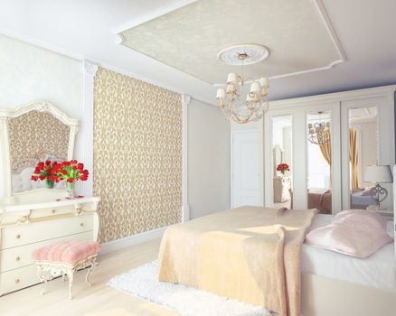 modern luxury bedroom interior (3D rendering) 