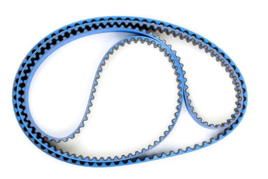 Blue tuning belt from the motor vehicle on a white background