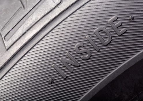 inscription on the new wheel close-up "inside"