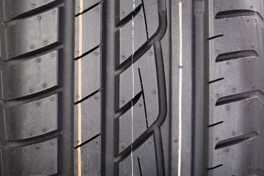 Close image or new vehicle tire tread pattern