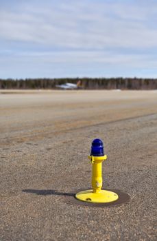 Ground side lamp taxiway at the airport