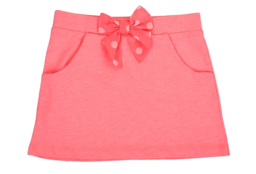 baby pink skirt with bow isolated on white