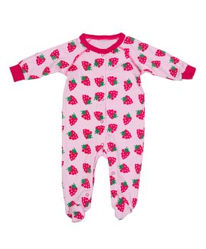 Clothing for newborns with strawberry pattern. Isolate on white.
